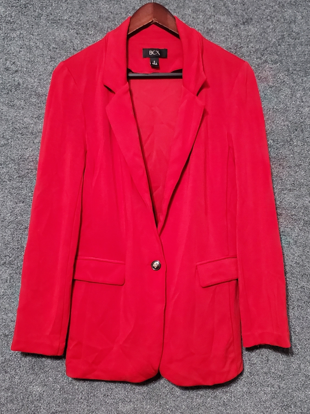 BCX Red Blazer Jacket Womens Small Workwear Coat Holiday Preppy Boss Girl Chic